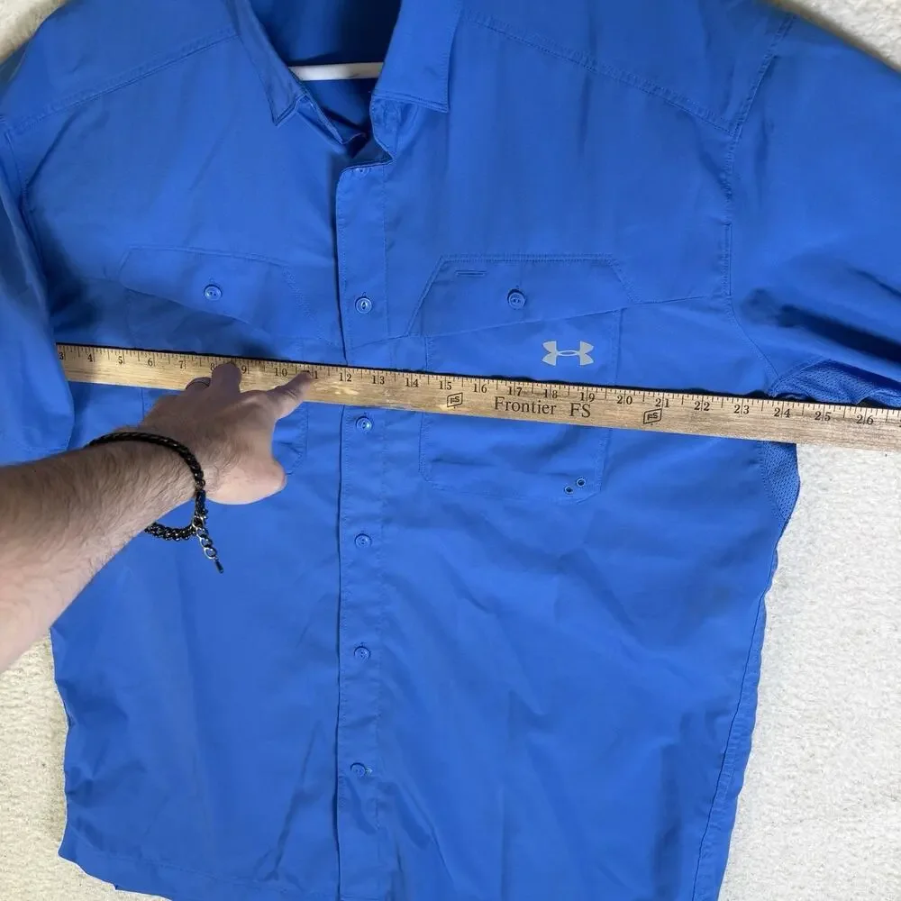 Under Armour Tide Chaser 2.0 Shirt Mens Large Blue Heatgear Short Sleeve Fishing